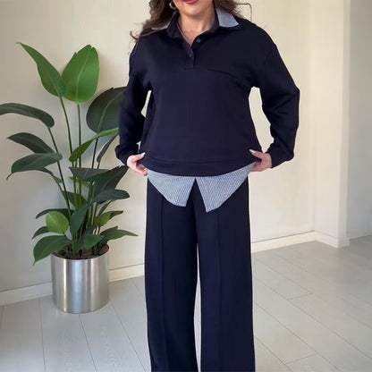 Wina Two-Piece Set | Casual Long-Sleeved Top and Pants - Hartwella