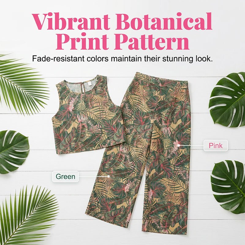 Wina Women's Two Piece Set | Breathable Sleeveless Top & Wide-Leg Pants - Hartwella