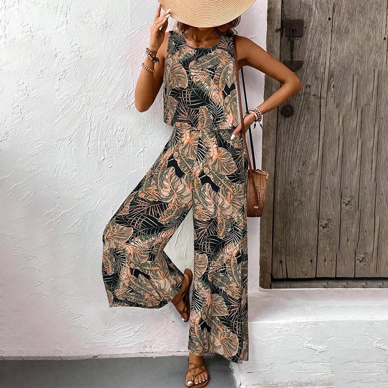 Wina Women's Two Piece Set | Breathable Sleeveless Top & Wide-Leg Pants - Hartwella