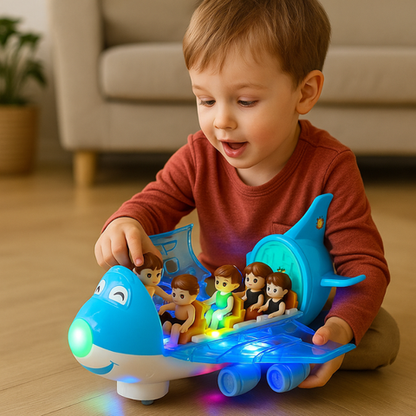 Wingo Electric Airplane Toy | Bright Lights, Smart Obstacle Avoidance, Includes 3 Figures - Hartwella