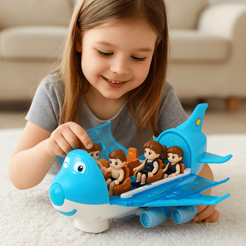 Wingo Electric Airplane Toy | Bright Lights, Smart Obstacle Avoidance, Includes 3 Figures - Hartwella