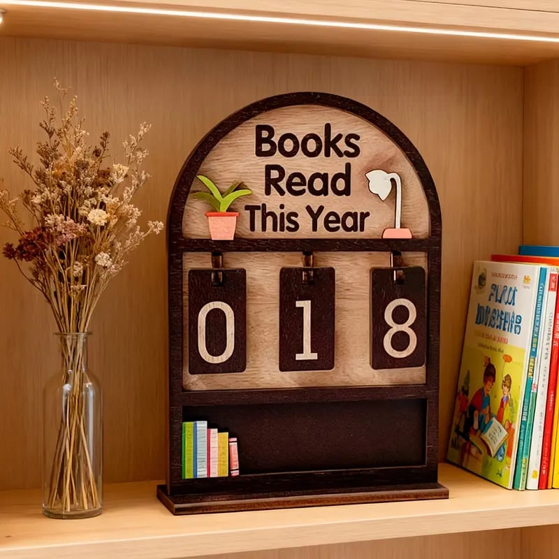 Wondrous Book Reading Tracker | Handmade Wooden Display - Hartwella