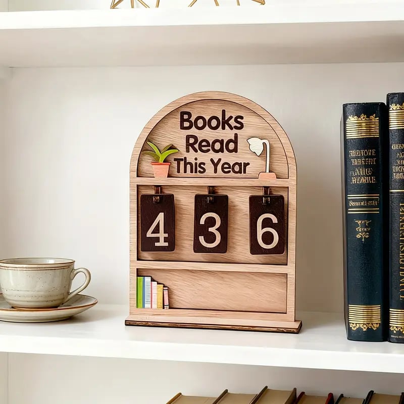 Wondrous Book Reading Tracker | Handmade Wooden Display - Hartwella