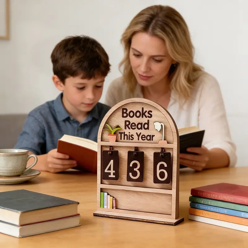 Wondrous Book Reading Tracker | Handmade Wooden Display - Hartwella