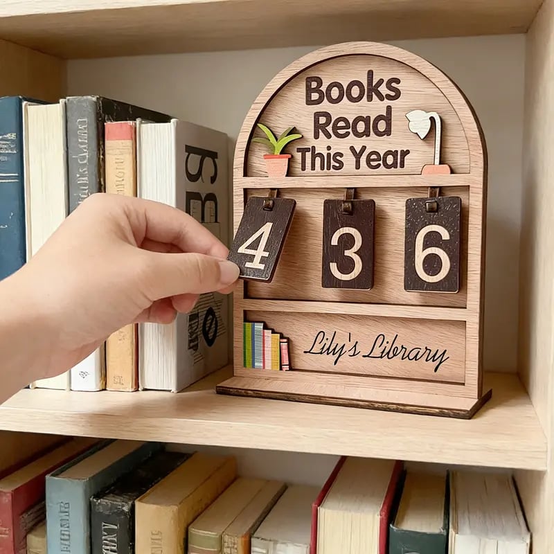 Wondrous Book Reading Tracker | Handmade Wooden Display - Hartwella