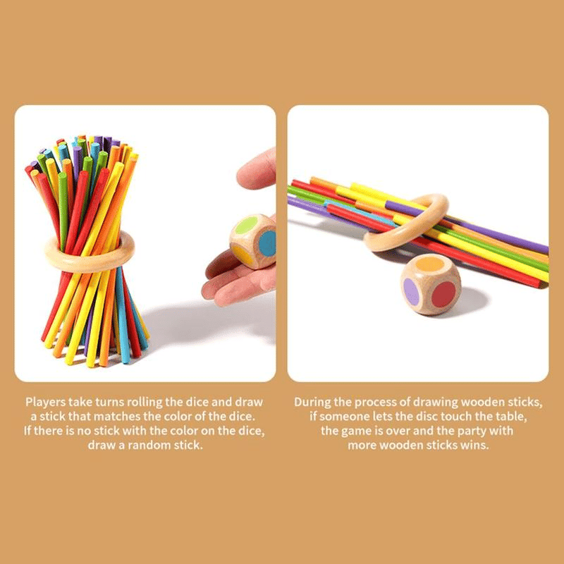 Wondrous Wooden Peg Game | Cognitive Development Toy for Kids, Mixed Color Sticks - Hartwella