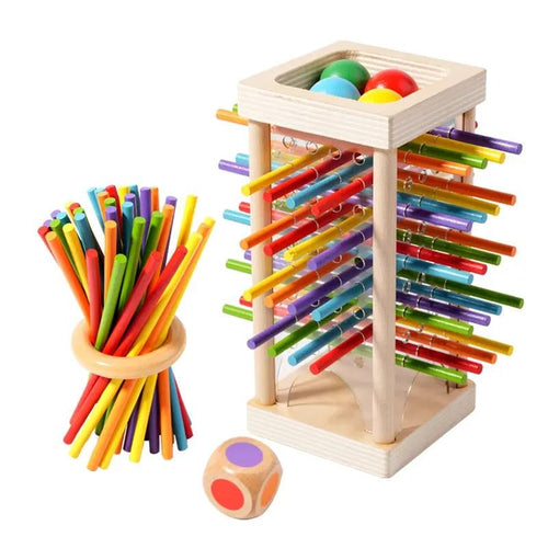 Wondrous Wooden Peg Game | Cognitive Development Toy for Kids, Mixed Color Sticks - Hartwella