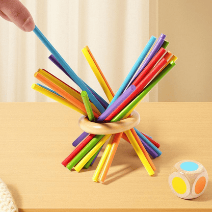 Wondrous Wooden Peg Game | Cognitive Development Toy for Kids, Mixed Color Sticks - Hartwella