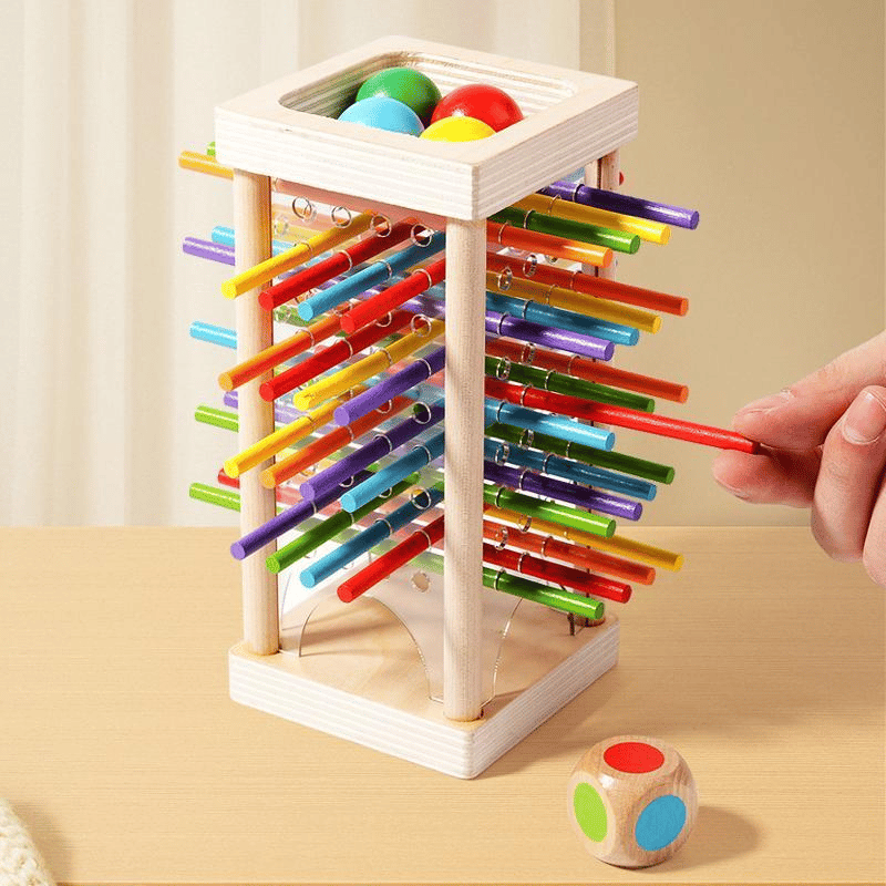 Wondrous Wooden Peg Game | Cognitive Development Toy for Kids, Mixed Color Sticks - Hartwella
