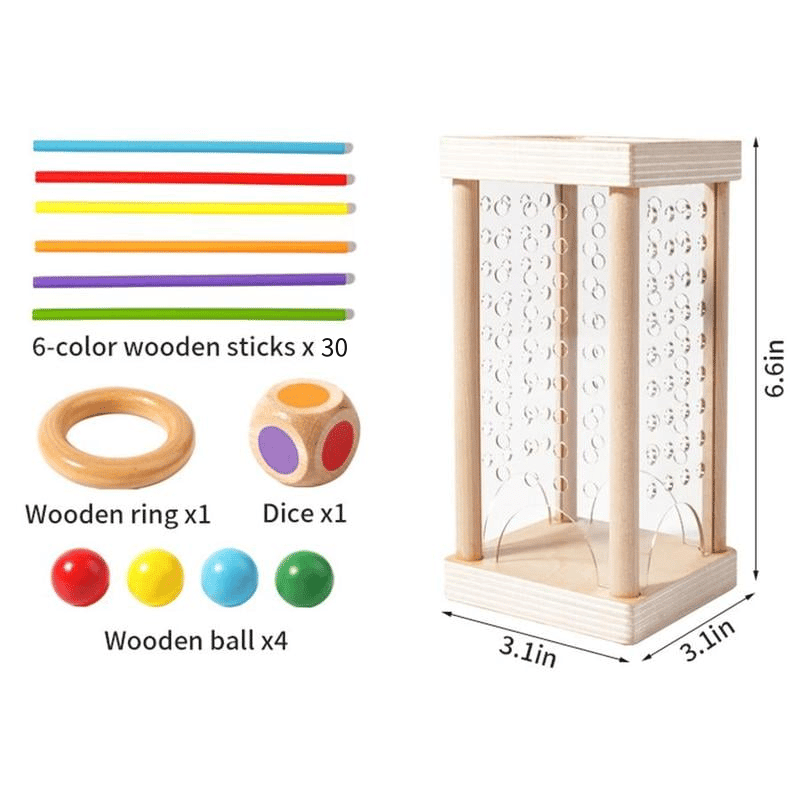 Wondrous Wooden Peg Game | Cognitive Development Toy for Kids, Mixed Color Sticks - Hartwella