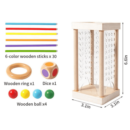 Wondrous Wooden Peg Game | Cognitive Development Toy for Kids, Mixed Color Sticks - Hartwella