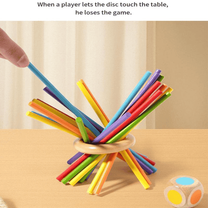 Wondrous Wooden Peg Game | Cognitive Development Toy for Kids, Mixed Color Sticks - Hartwella
