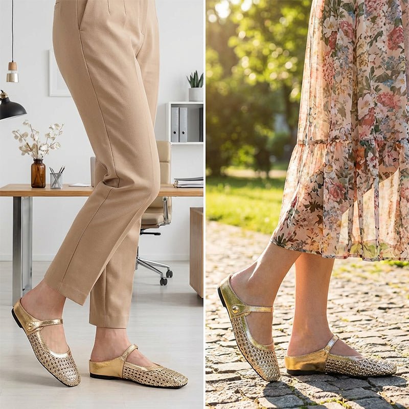Woven Mary Jane Mules | Breathable Mesh, Comfortable Fit - Hartwella