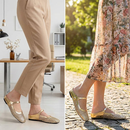 Woven Mary Jane Mules | Breathable Mesh, Comfortable Fit - Hartwella