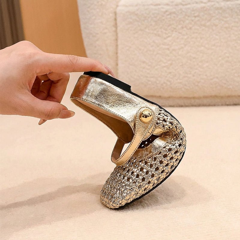 Woven Mary Jane Mules | Breathable Mesh, Comfortable Fit - Hartwella