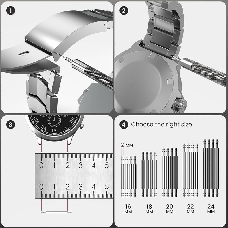 WristFix Watch Repair Kit | Precision Stainless Steel Tools for Battery Replacement and Band Adjustments - Hartwella