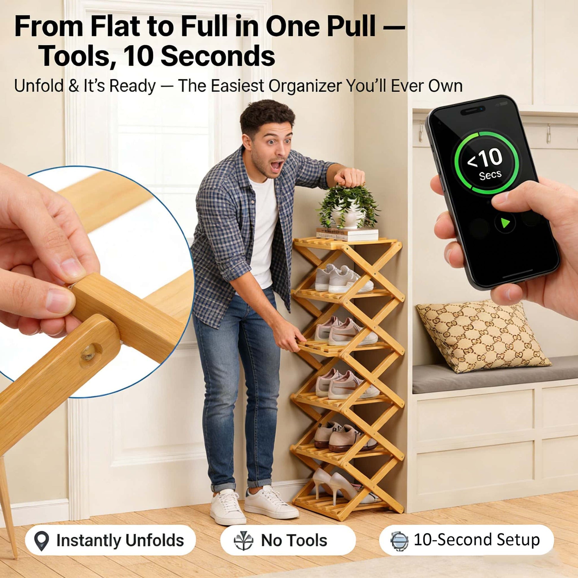 Zesty Bamboo Rack | 9-Tier Vertical Organizer - Hartwella