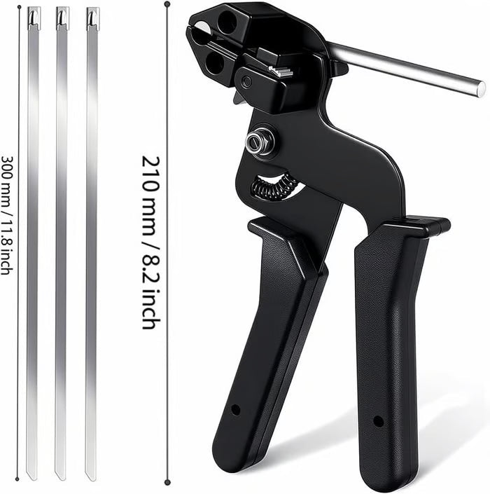 Zeta Zip Tie Gun Kit | Professional Stainless Steel, Metal Tool with 100 Cable Ties - Hartwella