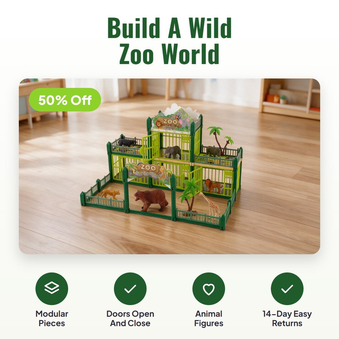 Zoki™ Modular Build-Your-Own Zoo Playset - Hartwella