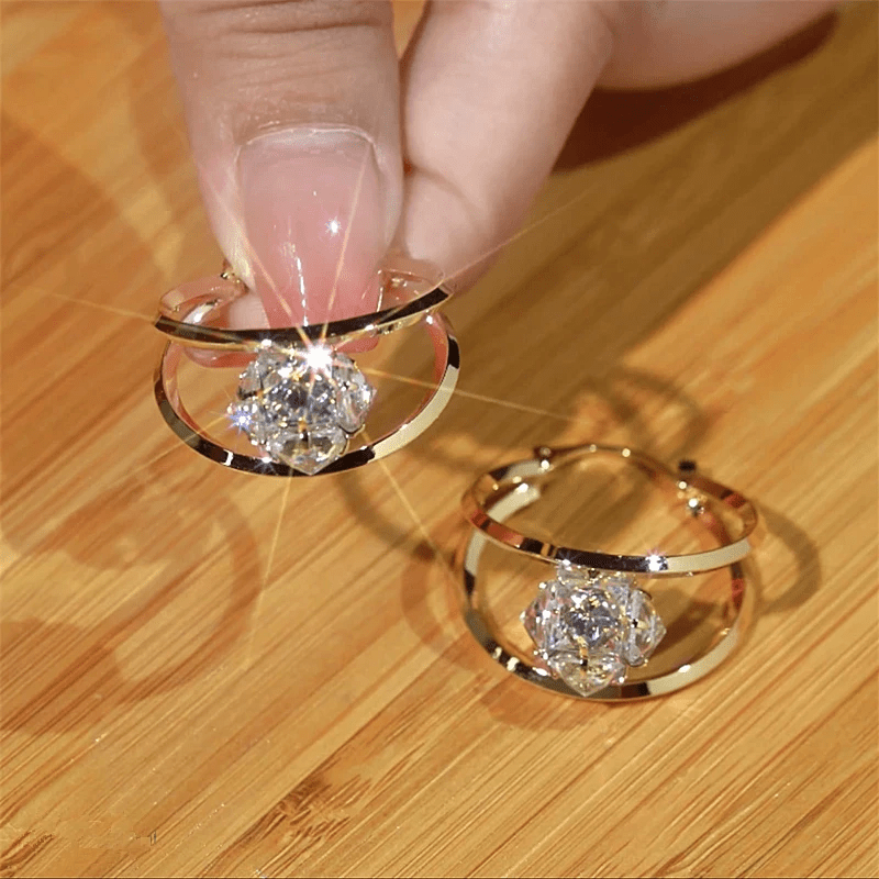 Zyra Double Hoop Earrings | Gold-Toned with Zirconia Sparkle, Lightweight Design - Hartwella