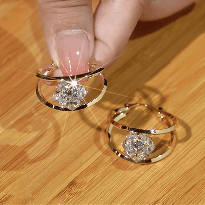 Zyra Double Hoop Earrings | Gold-Toned with Zirconia Sparkle, Lightweight Design - Hartwella