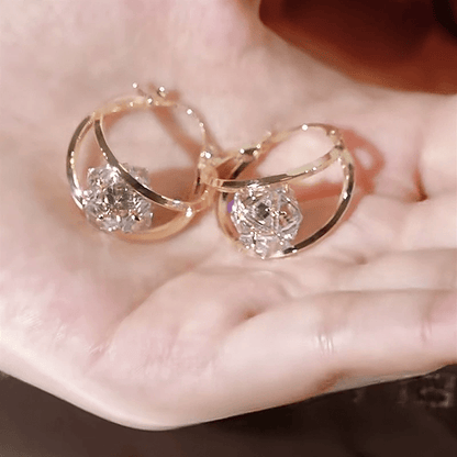 Zyra Double Hoop Earrings | Gold-Toned with Zirconia Sparkle, Lightweight Design - Hartwella