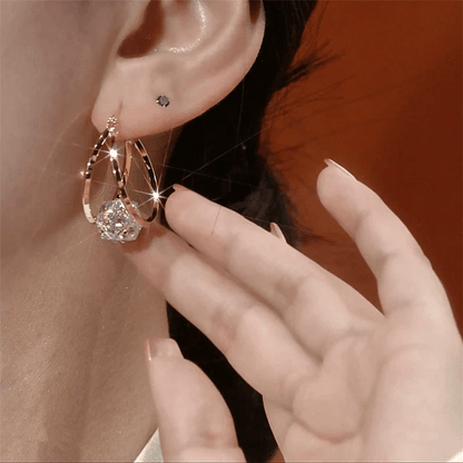 Zyra Double Hoop Earrings | Gold-Toned with Zirconia Sparkle, Lightweight Design - Hartwella